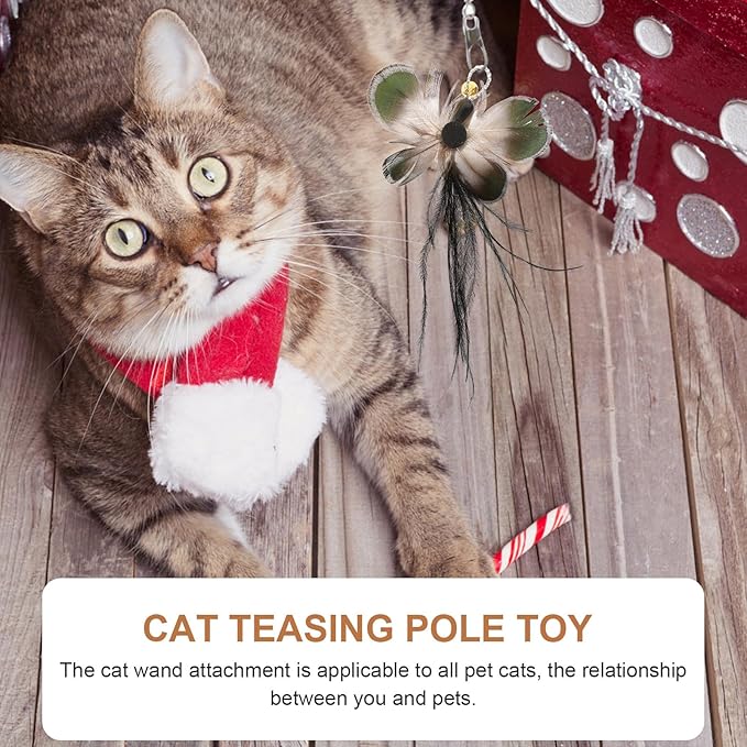 FRCOLOR 6pcs Replacement Head for Cat Teaser Toy, Cat Fishing Pole Toy Attachment Interactive Cat Toy Cat Teaser Toy Feathers Cat Toys