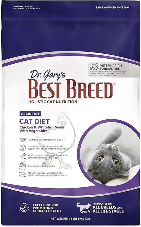 Best Breed Dr. Gary's Grain Free Cat Diet Slow-Cooked in USA [Natural Dry Dog Food for All Ages] Dark Brown 24 lbs. (New)