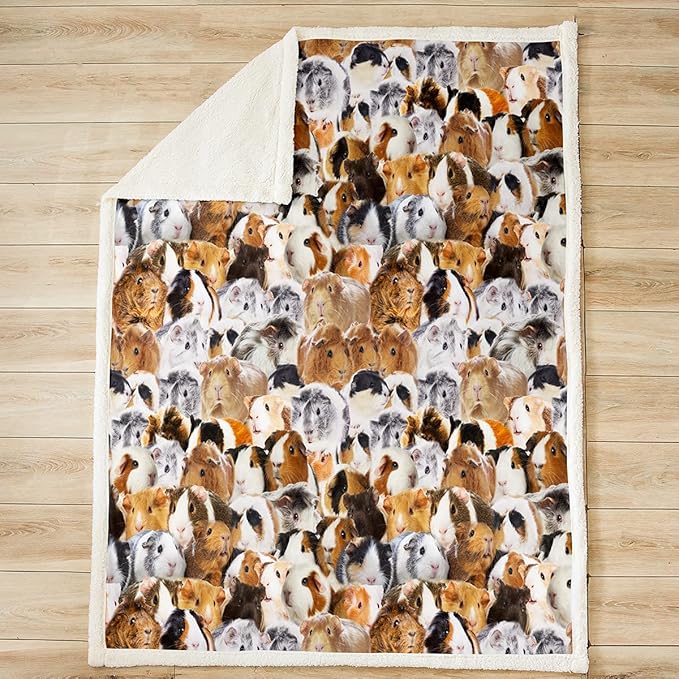 Kids Guinea Pig Fleece Blanket Boys Girls Cute Cavy Animal Sherpa Throw Blanket for Bed Sofa Couch Lovely Funny Pet Plush Blanket Boys Girls Ultra Soft Warm Plush Flannel BlanketThrow 50"x60"