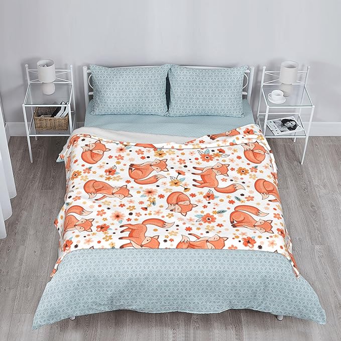 Fox Soft Throw Blanket Flannel Fleece Blankets Warm Cozy Lightweight Fuzzy Blanket for Bed Sofa Couch Home Decor 80"X60"