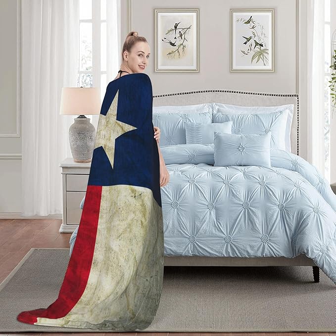 Texas Flag Soft Throw Blanket Flannel Fleece Blankets Warm Cozy Lightweight Fuzzy Blanket for Bed Sofa Couch Home Decor 80"X60"