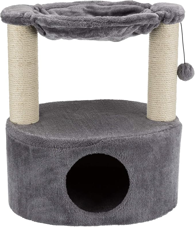 TRIXIE Baza Grande 24-in Cat Tree, Two Sisal Scratching Posts, Cat Condo and Hammock, Dangling Cat Toy