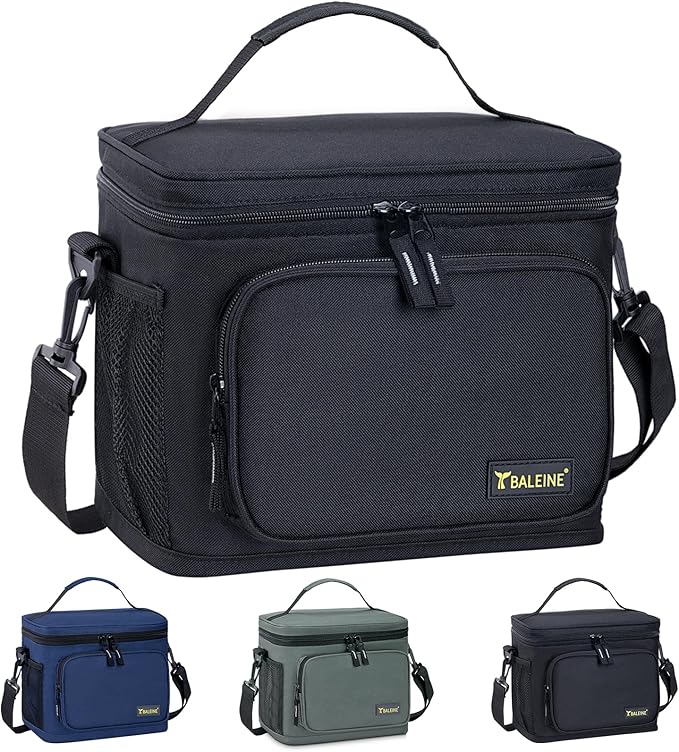 BALEINE Insulated Lunch Bag for Men Women, 15 Can Leakproof Cooler Bag with Adjustable Shoulder Strap for Work Picnic, Lunch Box for Women Men (Medium, Black)