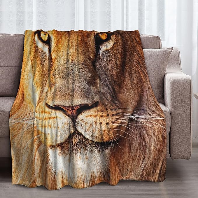 Lion Soft Throw Blanket Flannel Fleece Blankets Warm Cozy Lightweight Fuzzy Blanket for Bed Sofa Couch Home Decor 80"X60"