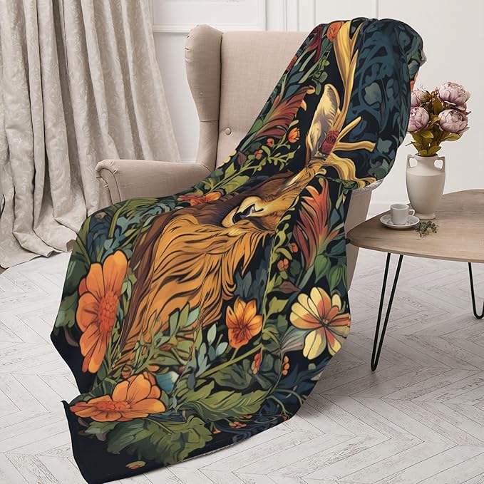 Deer Soft Throw Blanket Flannel Fleece Blankets Warm Cozy Lightweight Fuzzy Blanket for Bed Sofa Couch Home Decor 80"X60"