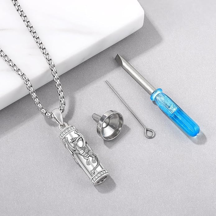 Aniu Cremation Jewelry for Ashes S925 Sterling Silver Urn Necklace Memorial Necklace for Human Ashes of Loved Ones Keepsake Pendant for Men Women