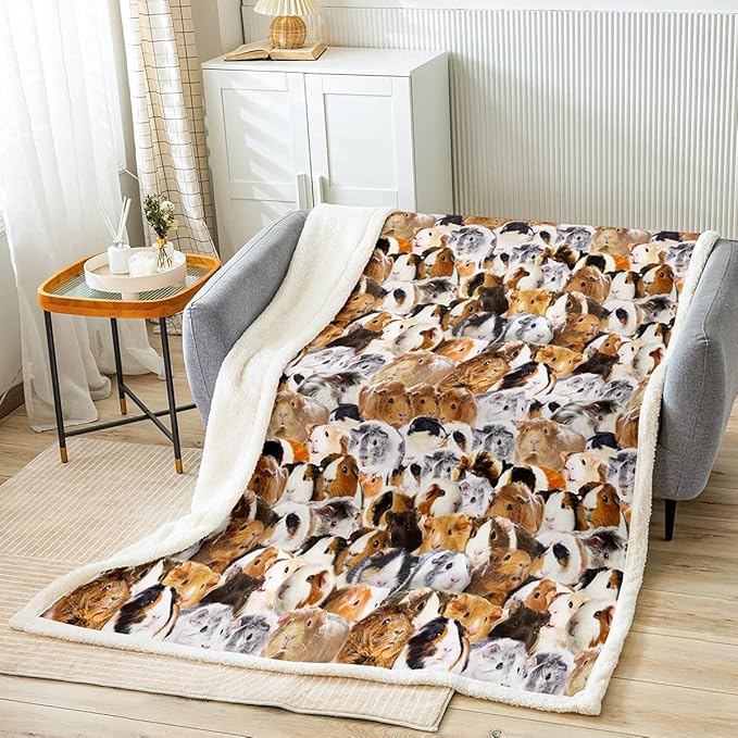 Kids Guinea Pig Fleece Blanket Boys Girls Cute Cavy Animal Sherpa Throw Blanket for Bed Sofa Couch Lovely Funny Pet Plush Blanket Boys Girls Ultra Soft Warm Plush Flannel BlanketKing 87"x95"