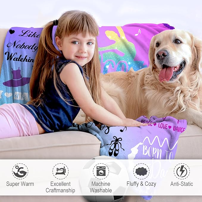 Dance Gifts for Girls Dancer Blanket Soft Flannel Dancers Merch Throw Blanket for Dance Lovers Team Dancing Gifts Stuff 50"x40"