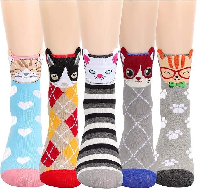 AGRIMONY Women's Cat Socks Cute Animal Socks Dog Valentines Easter Fun Gifts for Women