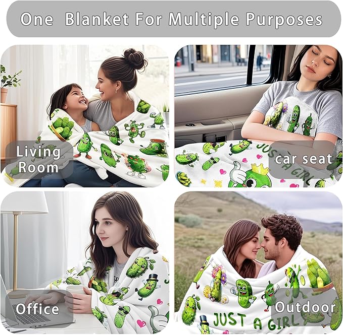 Pickle Blanket Gifts for Pickle Lovers Pickles Throw Blanket Pickles Bedding Decor Stuff Gifts for Girls Women 50"x40"