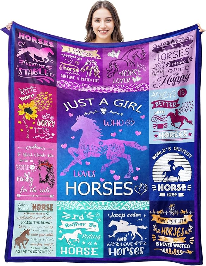 Horse Blanket Ultra Soft Flannel Throw Blanket Lightweight Cozy Plush Blanket for Horse Gifts for Horset Lovers 80"X60"