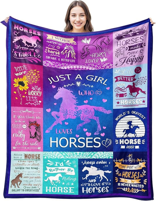 Horse Blanket Ultra Soft Flannel Throw Blanket Lightweight Cozy Plush Blanket for Horse Gifts for Horset Lovers 80"X60"