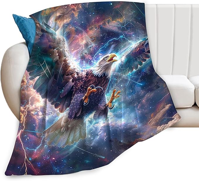 Patriot Eagle Blanket Eagle Gifts for Girls Boys Woman Kids Flying Eagle Lover Throw Blankets Soft Blanket Warm Fleece Flannel Plush Blankets for Bed Sofa Couch 50"x60"