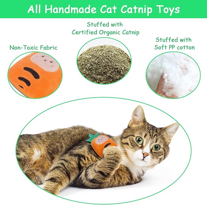 Catnip Toys, Catnip Toys for Cats, Cat Toys with Catnip, Cat Toys for Indoor Cats Kittens, Cat Chew Toy, Cat Pillow Toys for Teeth Cleaning Playing, 6 Pack