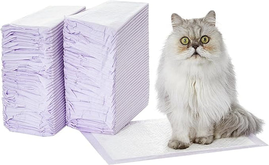 Amazon Basics Cat Pad Refills for Litter Box, Unscented, 80 Count (Pack of 1), Purple
