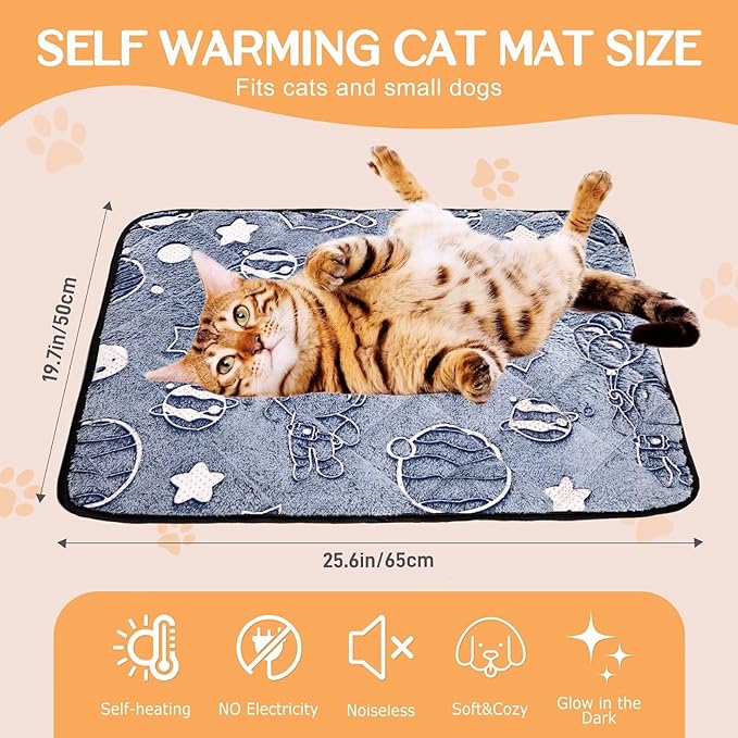 Paw Legend Self Warming Cat Bed Mat (25.6" x 19.7") Self Heating Cat Dog Pad Ultra Soft Extra Warm Thermal Indoor Outdoor Sleeping Washable Non-Slip Bottom Dog Heating Pad