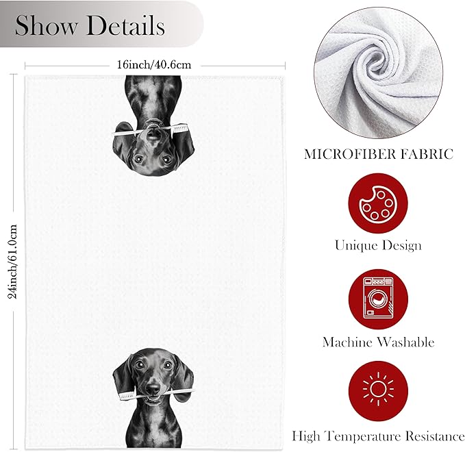 Dachshund Hand Towels, Weiner Dog Bathroom Hand Towels, 16x24 Inch, Microfiber