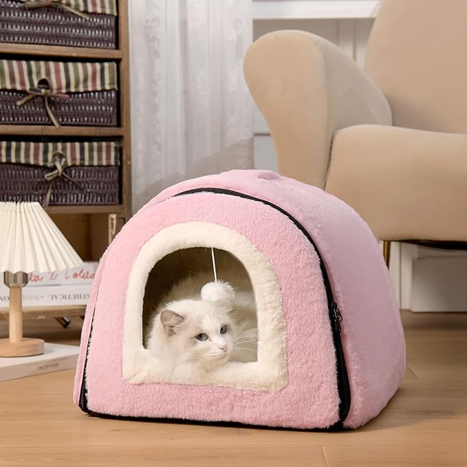 Cat Bed for Indoor Cats,Foldable cat cave,Anti-Slip & Water-Resistant Bottom,cat Houses for Indoor Cats or Small Dogs,Kitten Tent,Rabbit Bed,cat beds & Furniture