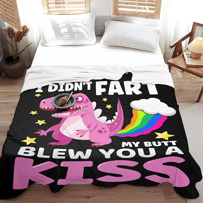 Funny Dinosaur Blanket Gift for Girls Boys- 50x60 Inches Soft Flannel Dino Throws Blankets Funny Gift for Teen Women Men Adult Cute Dinosaur Lover Gifts for Bed Sofa Couch