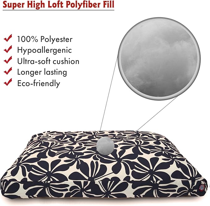 Navy Blue Plantation Extra Large Rectangle Indoor Outdoor Pet Dog Bed With Removable Washable Cover By Majestic Pet Products