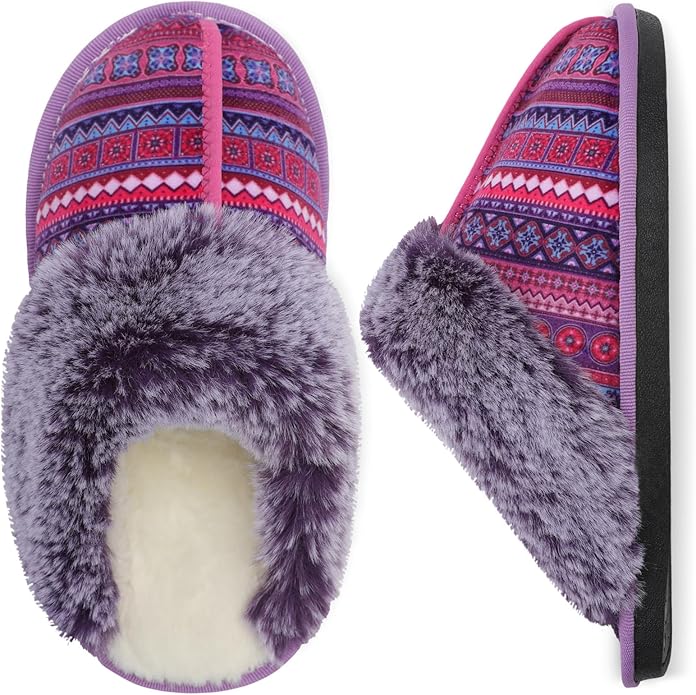 Besroad Winter Fuzzy House Slippers Sandals Plush Faux Fur Fluffy Flats Slippers Warm Slide Shoes for Women