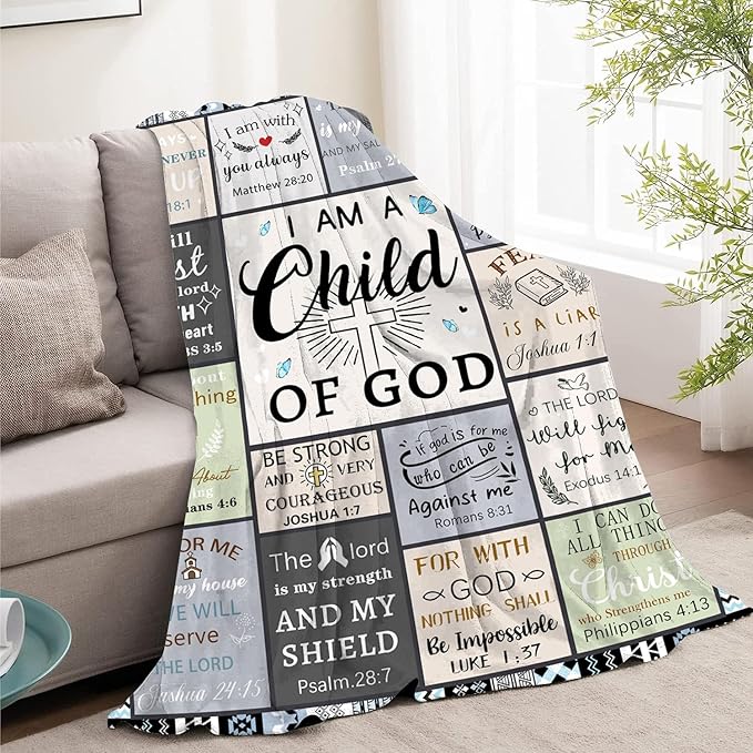 CIUGOIG Christian Gifts for Women & Men - 50"X60" I Am a Child of God Blankets - Inspirational Religious Birthday Catholic Spiritual Gifts Faith Based Gift - Christian Throws