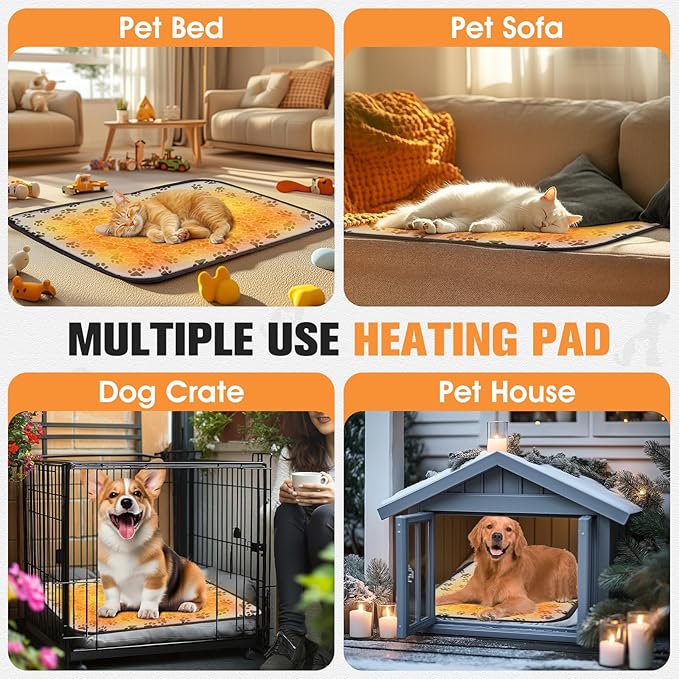 Pet Heating Pad, Upgraded Dog Cat Heating Pad, Outdoor & Indoor Heating Pad for Cats, Waterproof Self Dog Heating Pad with 9 Adjustable Temperature, Electric Pet Heating Pads for Cats and Dogs