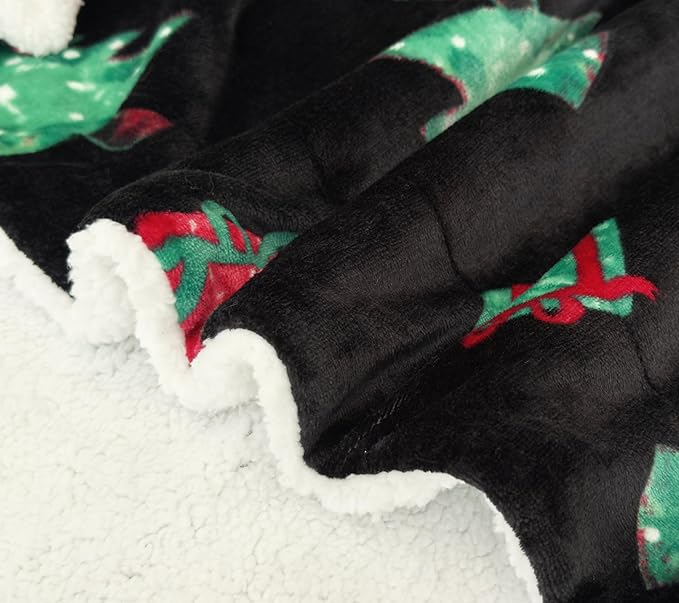 Elegant Comfort Reversible and Ultra-Plush Flannel Fleece-Winter Christmas Sherpa Throw- Lightweight Soft and Cozy-Holiday Decorative Throw, Perfect for Lounging, 50 x 60 inches, Feliz Navidad