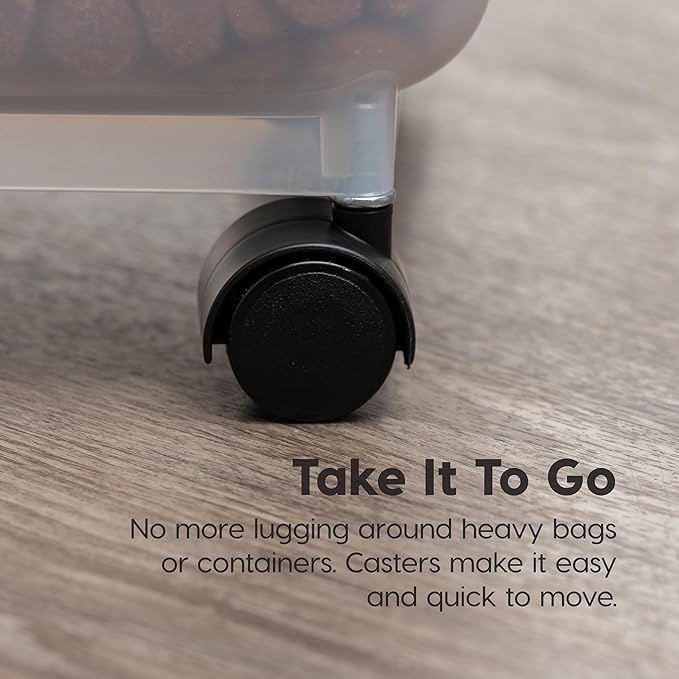 Remington WeatherPro Airtight Dog Food Storage Container, Up to 22 lbs, Attachable Wheels, For Dog Cat Bird and Other Pet Food Storage Bin, Keep Fresh, Translucent Body, Green