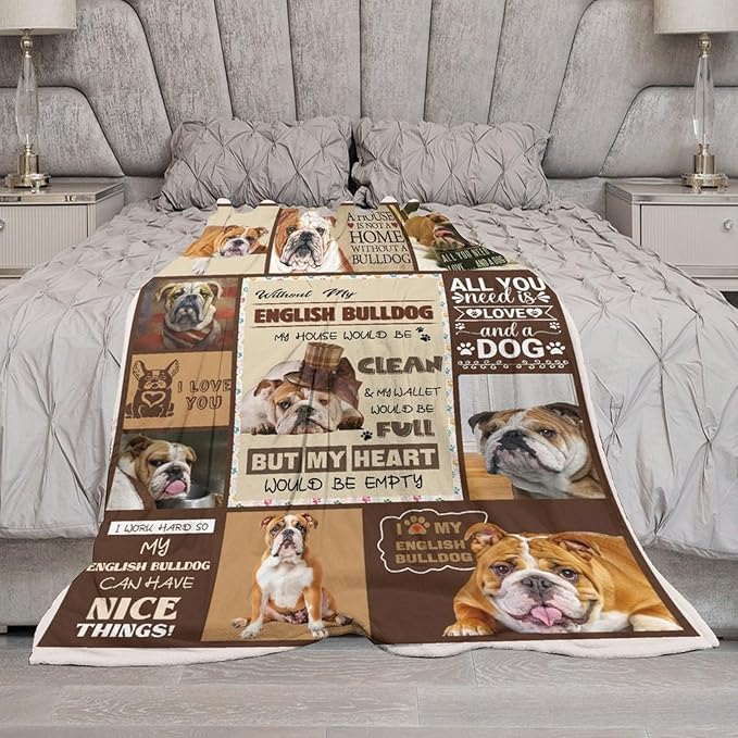Bulldog Blanket Dog Frenchie Gifts for Girls Boys Woman Kids Bulldog Lover Throw Blankets Soft Blanket Warm Fleece Flannel Plush Blankets for Bed Sofa Couch 40"x50"