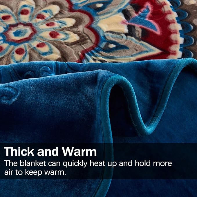 JML Fleece Blanket King Size, Korean Mink Blanket 85 x 95 Inches- 9 Lbs, Single Ply, Soft, Warm, Thick Raschel Printed for Autumn, Winter, Bed, Home
