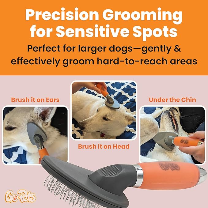GoPets Small Pin Slicker Brush, Soft Dematting & Grooming Brush for Short & Long-Haired Dogs, Detangler & Shedding Brush, Professional Grooming, Perfect for Small & Large Dogs, Cats & Rabbits