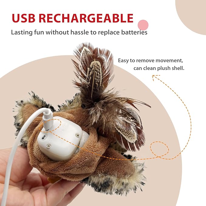 PETGEEK Gigwi Flapping Bird Cat Toys for Indoor Cats, Rechargeable Lifelike Interactive Bird Cat Toy Tweet, Flapping Wings & Lively Chirping, Best Gift for Birthday, Thanksgiving, Christmas, New Year