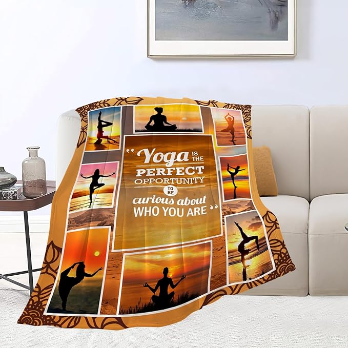 Yoga Sport Blanket - Ultra Soft Cozy Fleece Yoga Meditation Throw Blanket - Fuzzy Plush Bedding Blankets for Kids, Teens, Adults, Girls, Boys, Women, Men - 80"x60"