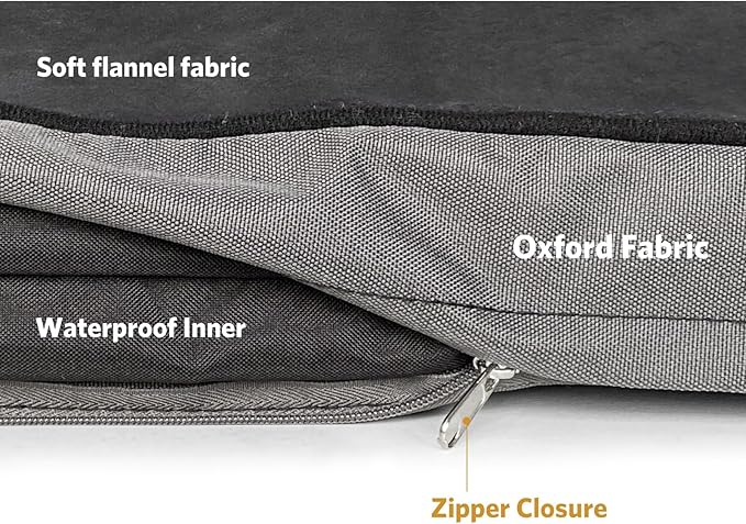 Orthopedic Foam Heated Pet Bed, Auto Temperature Control, Waterproof, Chew Resistant Cord, for Dogs/Cats (Medium, Black)