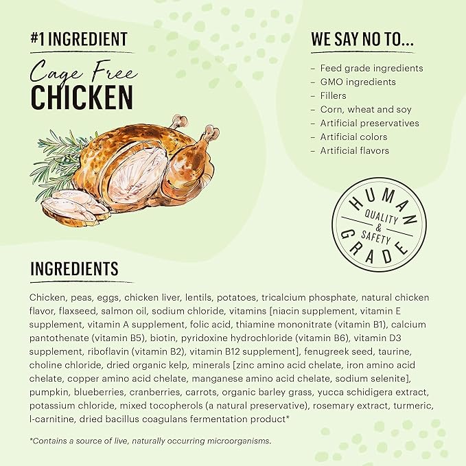 The Honest Kitchen Whole Food Clusters Grain Free Chicken Dry Cat Food, 1 lb Trial Pouch