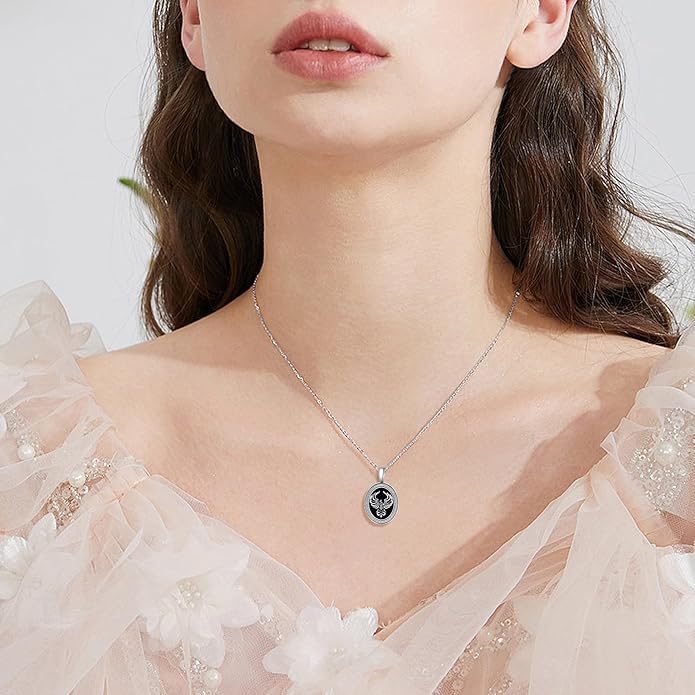 Black Onyx Necklace Raven/Phoenix/Peacock Necklace Gothic Jewelry Gifts for Women Men