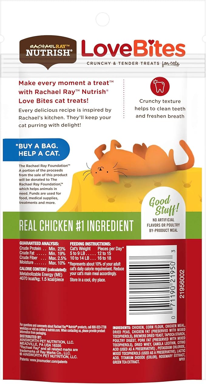 Rachael Ray Nutrish Love Bites Cat Treats, Chicken, 2.2 Ounces (Pack of 12)