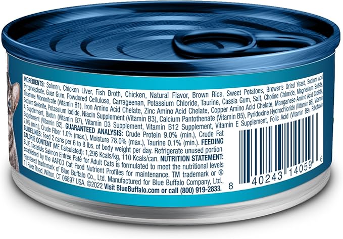 Blue Buffalo Tastefuls Wet Cat Food Paté, Made with Natural Ingredients | Salmon Entrée, 3-oz. Cans (24 Count)