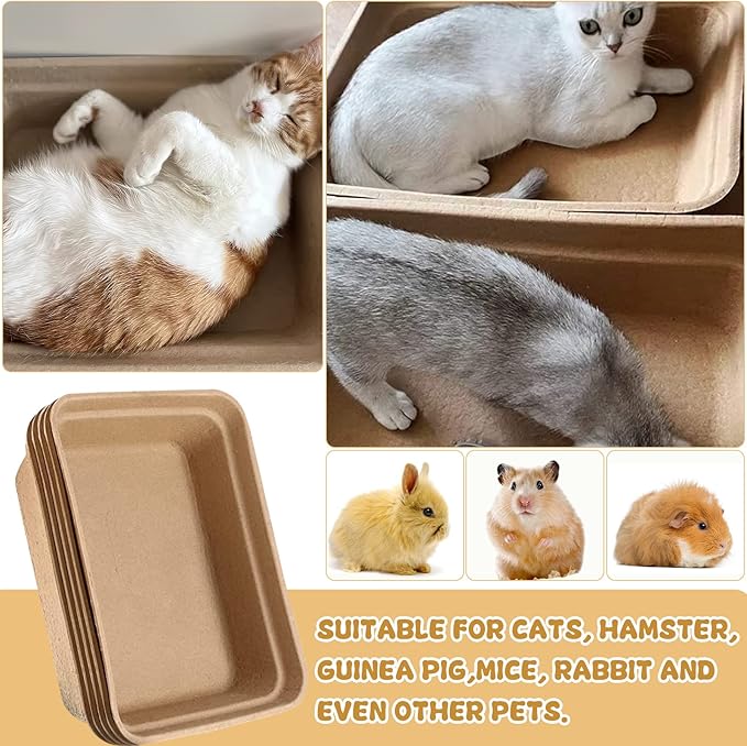 8 Pack Disposable Cat Litter Boxes Large, Portable Paper Cat Litter Tray, Recycled Cat Travel Litter Box for Cats, Rabbit, Hamster(16.7 x 12.7 x 4 Inch)