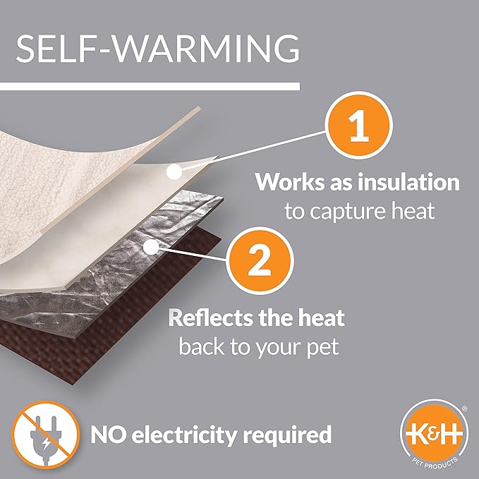 K&H Pet Products Self-Warming Pet Cot Elevated Dog Bed Cot - Chocolate/Fleece, Large 30 X 42 X 7 Inches