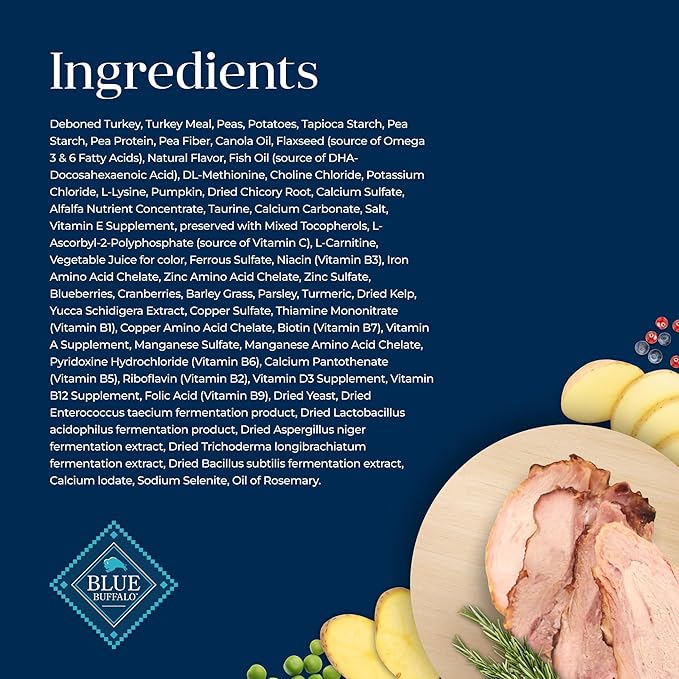 Blue Buffalo Basics Grain-Free Dry Cat Food, Skin & Stomach Care, Limited Ingredient Diet for Mature Indoor Cats, Turkey & Potato Recipe, 5-lb. Bag