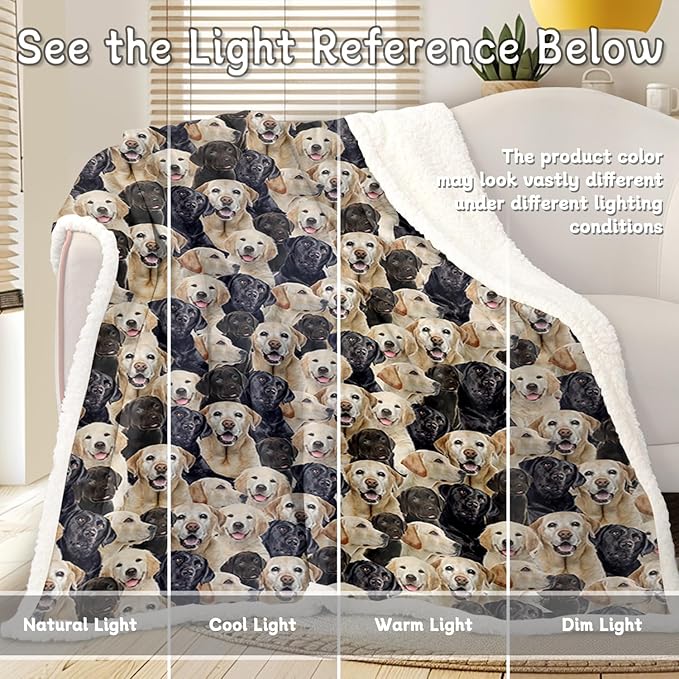 BlessLiving Golden Labrador Retriever Blanket Black Lab Puppy Labrador Retriever Fleece Blanket Fuzzy Dog Blanket Cute Puppy Fleece Blanket Animal Pet Sherpa Blanket Gifts for Women (60 x 80 Inches)