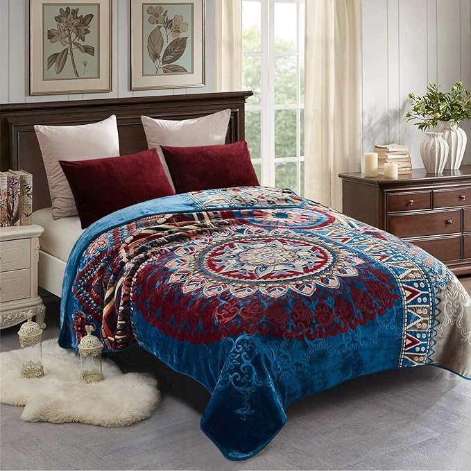 JML Fleece Blanket King Size, Korean Mink Blanket 85 x 95 Inches- 9 Lbs, Single Ply, Soft, Warm, Thick Raschel Printed for Autumn, Winter, Bed, Home