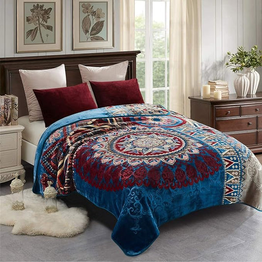 JML Fleece Blanket King Size, Korean Mink Blanket 85 x 95 Inches- 9 Lbs, Single Ply, Soft, Warm, Thick Raschel Printed for Autumn, Winter, Bed, Home