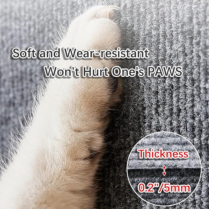 Trimmable Cat Scratching Mat, 78.74"x15.75" Cat Scratch Mat DIY Post Carpet Covered, Self-Adhesive Cat Tree Shelves Replacement Mat for Cat Wall Couch Furniture (Brown)