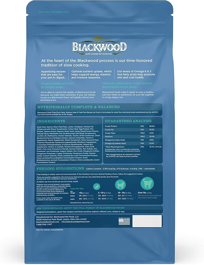 Blackwood Special Diet Cat Food, Grain Free, Duck Meal, Salmon Meal & Field Pea 6 Kg, 1 Count