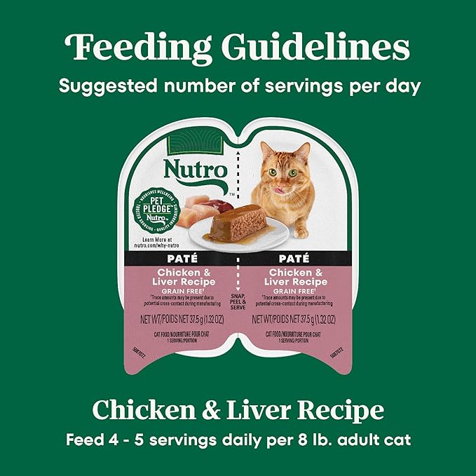 Nutro Perfect Portions Wet Cat Food Paté Chicken & Liver Recipe, (24) 2.64 oz. Twin-Pack Trays