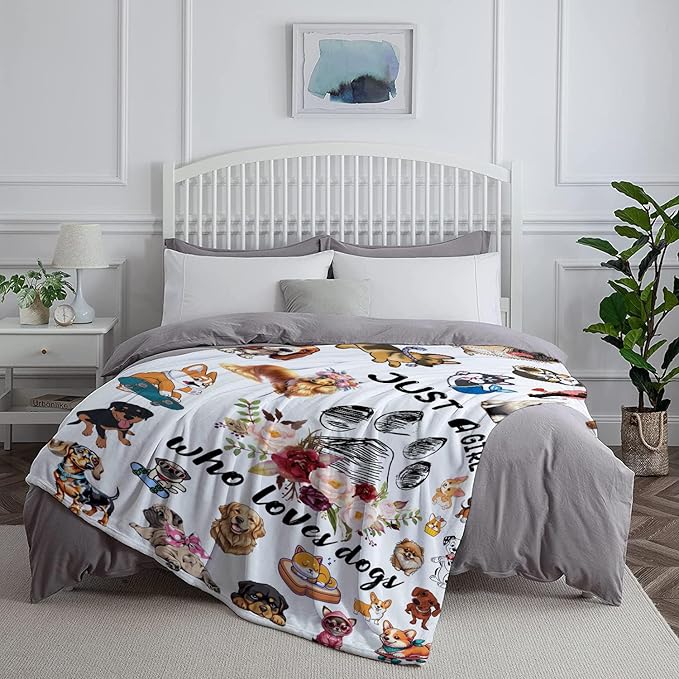 Dog Blanket Gifts for Girls Women, Dog Blankets Gifts for Dogs Lovers, Dogs Lovers Birthday Decor Throw Blanket 80" x 60"