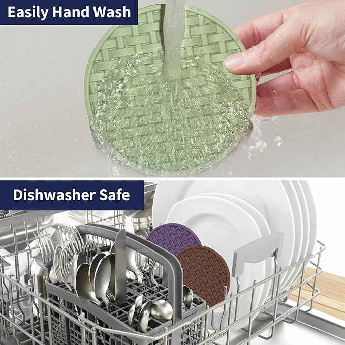 Black Silicone Drink Coaster Set of 6 with Holder, 4 Inches Decorative Coasters, Heat Resistant & Waterproof for Home, Kitchen Non-Slip Cup Mat for Bar, Coffee, Beer